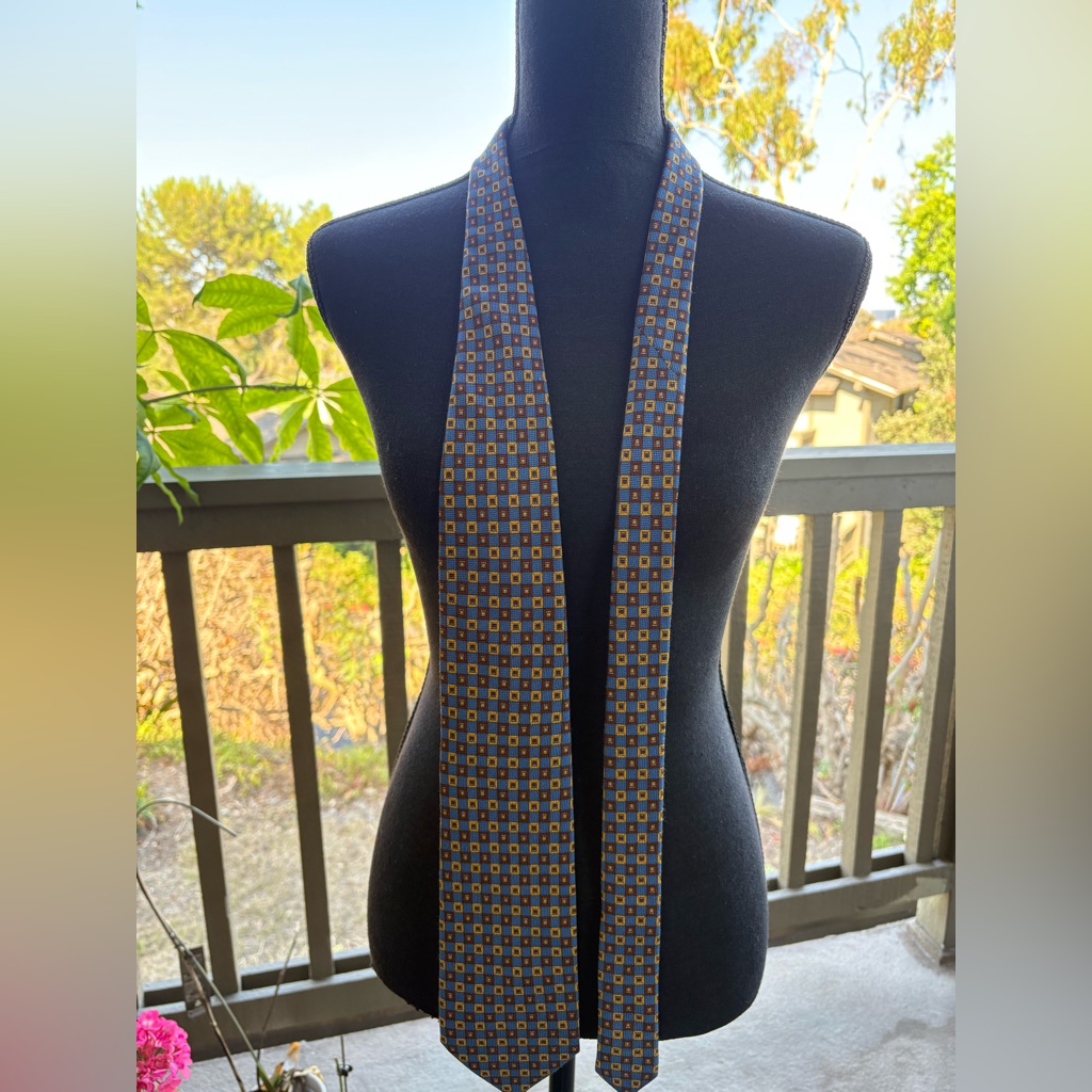 Cerruti 1880 100% Silk Tie Made In France Blue Brown Yellow